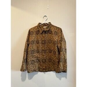 St. john’s Bay Floral Brown Button Down Top M